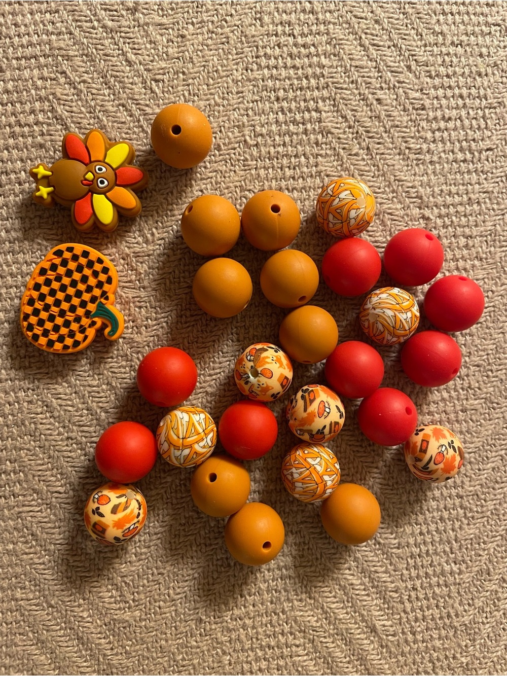 NEW Thanksgiving Bead Lot Turkey Pumpkin Silicone Beads Fall